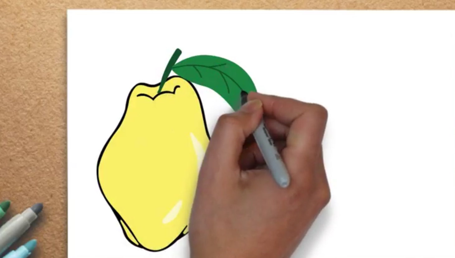 Colorindo páginas Como desenhar facilmente Fruta Quince