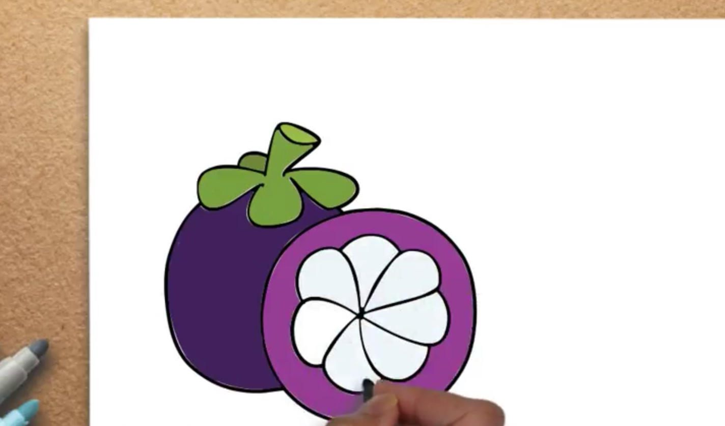 Colorindo páginas Como desenhar facilmente Mangosteen