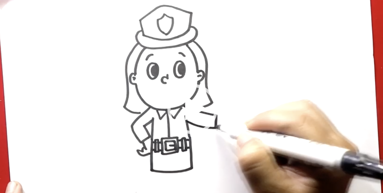 Páginas para colorir desenho bonito da polícia menina