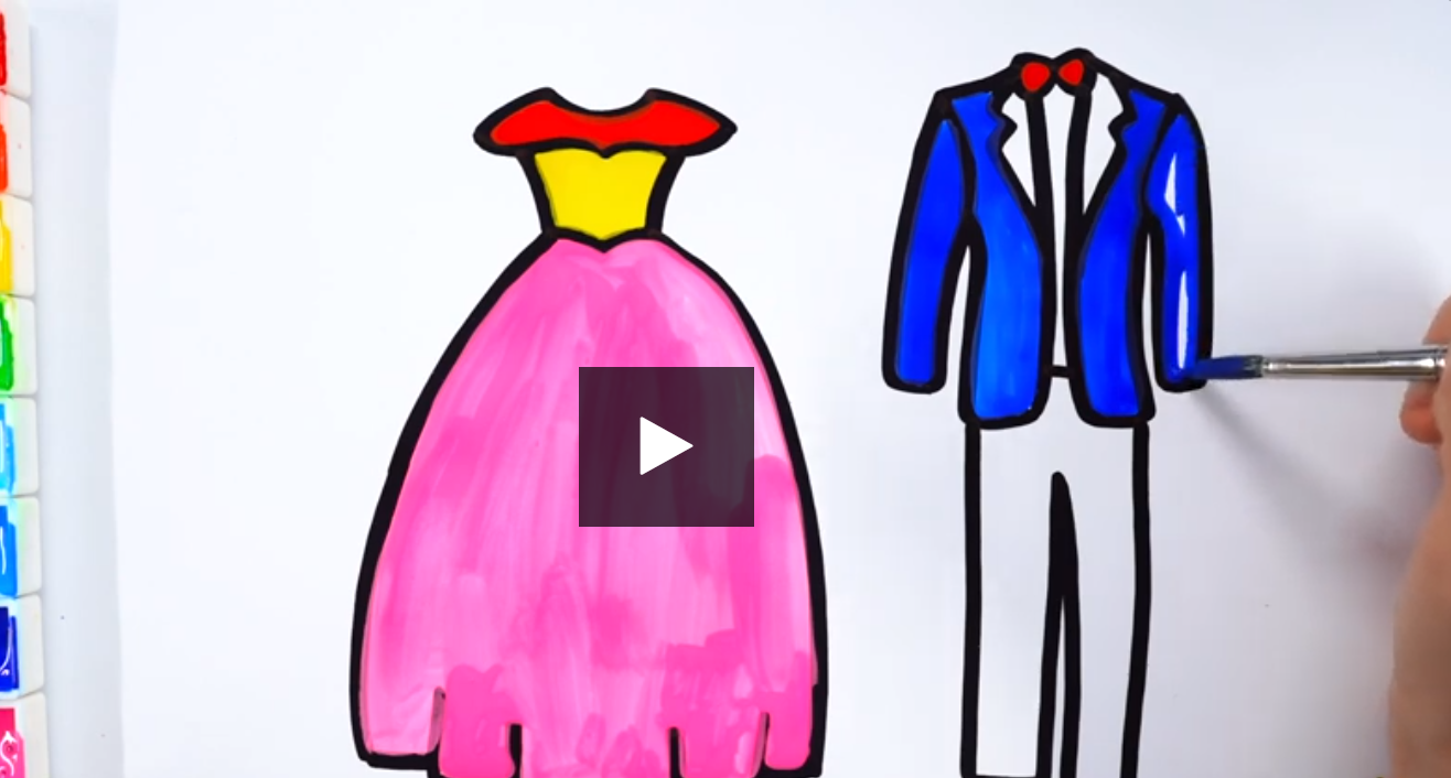 Wedding Dress for Bride and Groom coloring page drawing