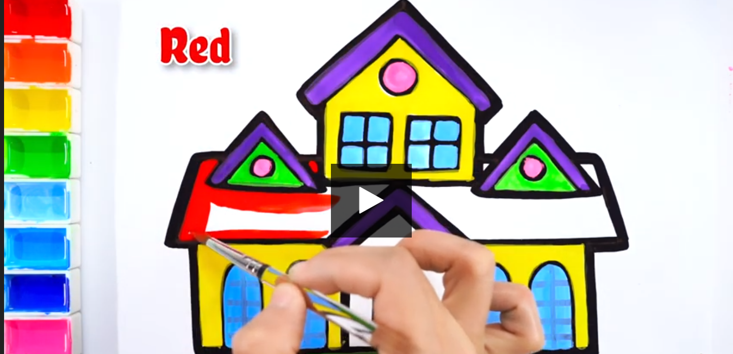 How to draw a School coloring page drawing