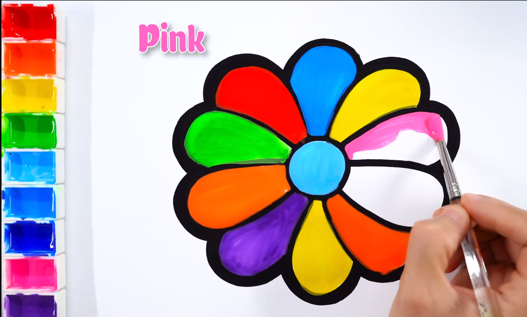 Drawing and coloring Flower colouring pages for kids learn colors