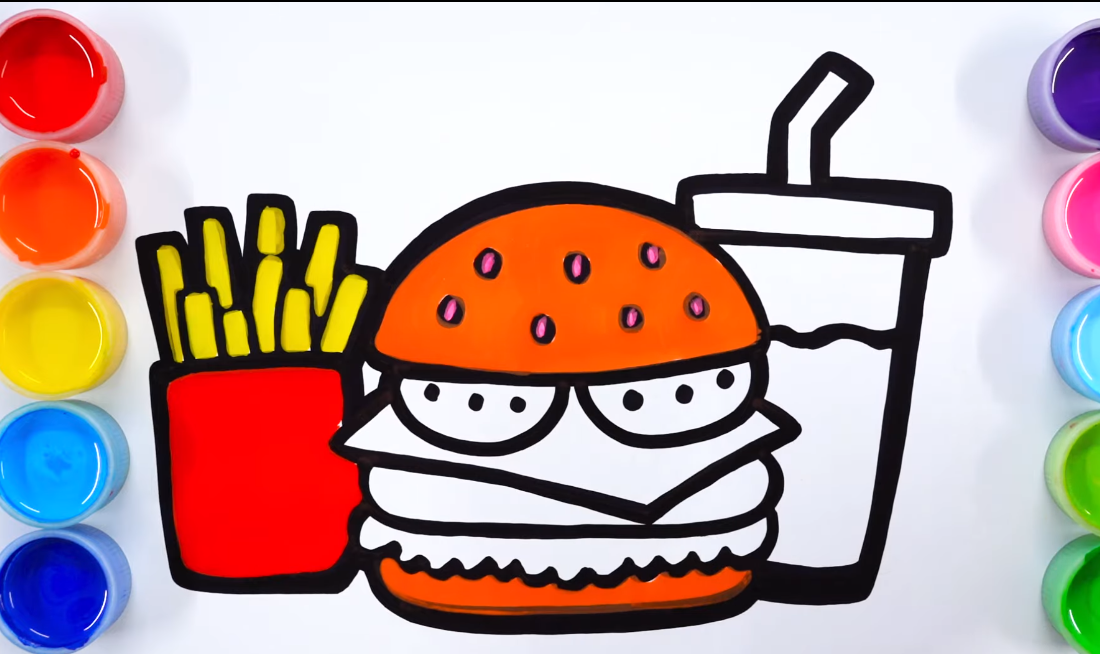 How to draw Hamburger soft drink french fries