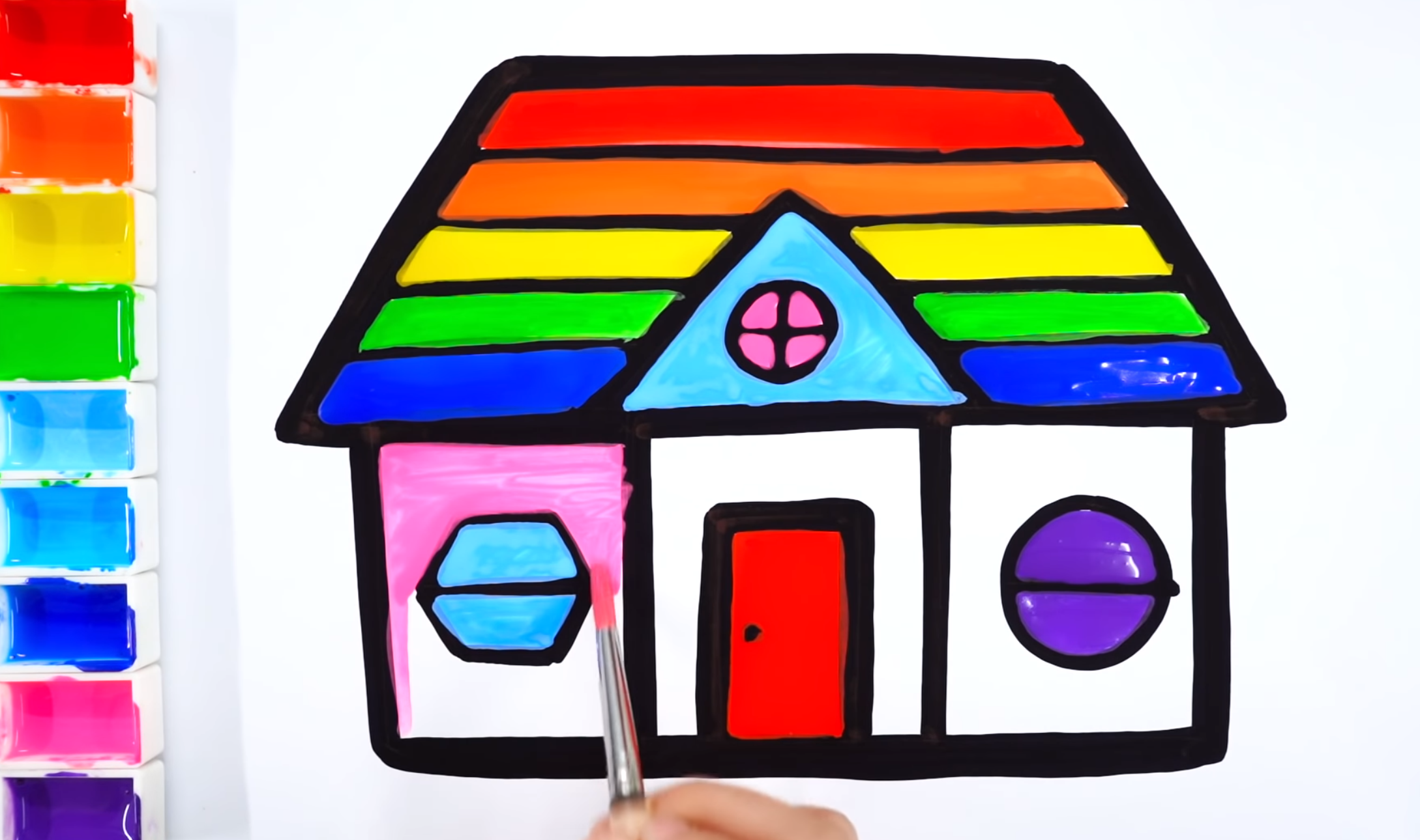 How to draw a Colorful House coloring page for kids