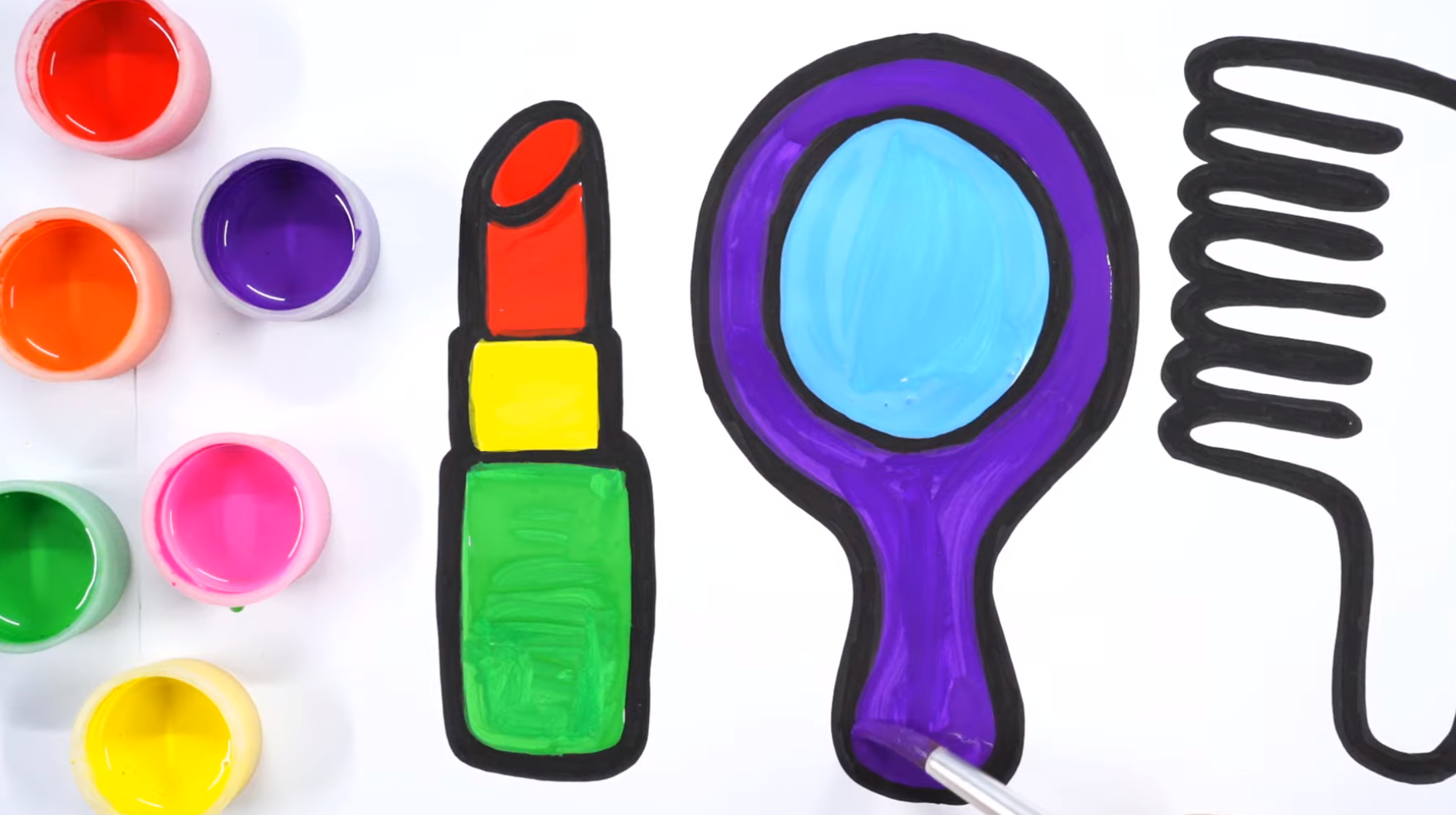 Coloring Lipstick, Mirror & Comb and Drawing