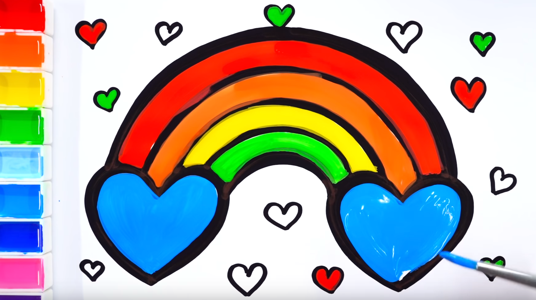 Drawing Colorful Rainbow coloring pages for kids