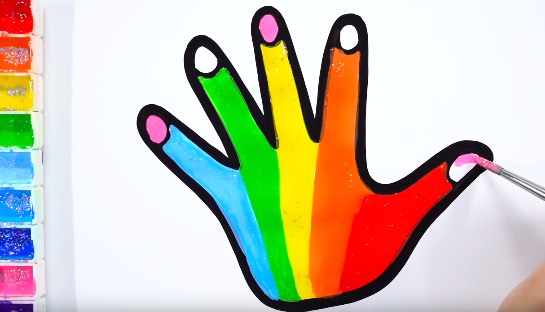 How to Draw Glitter Rainbow hand