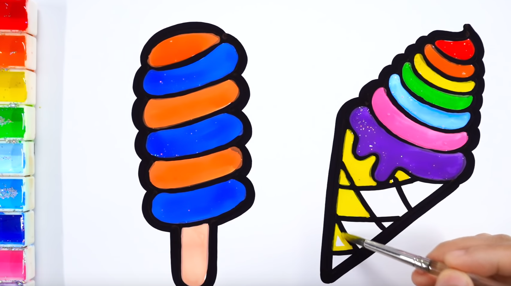 How to Draw Ice cream Glitter Rainbow