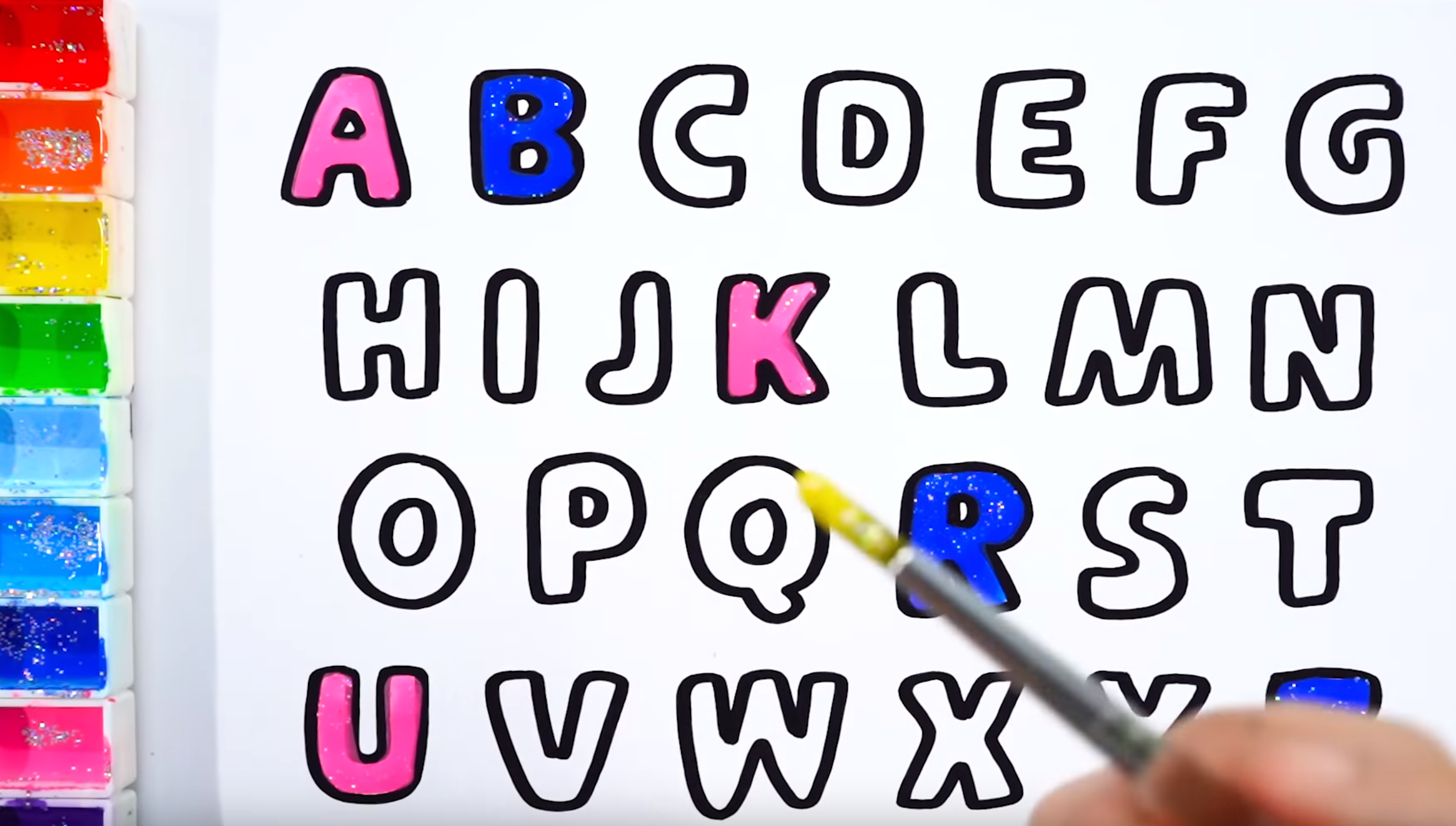 How to draw ABC and Glitter Rainbow Alphabet