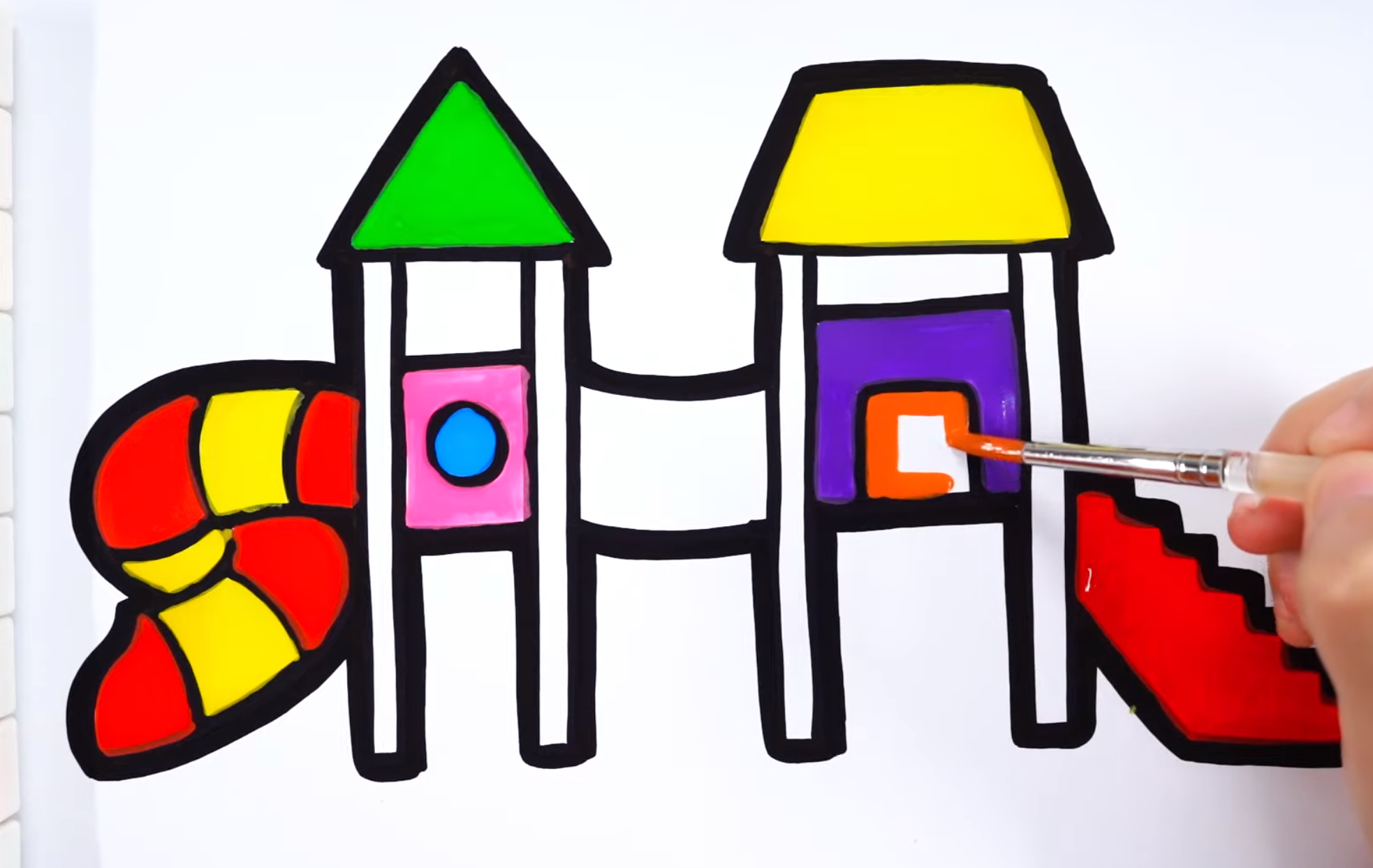 Drawing pages for kids with colorful playground