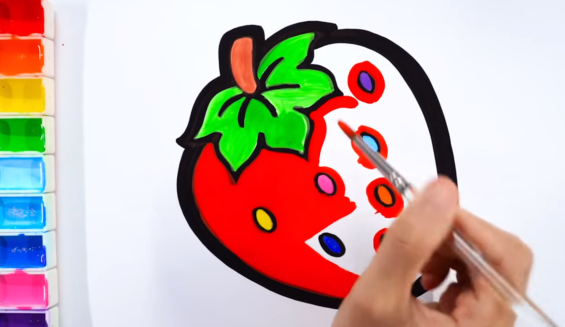 How to draw Glitter Rainbow strawberry