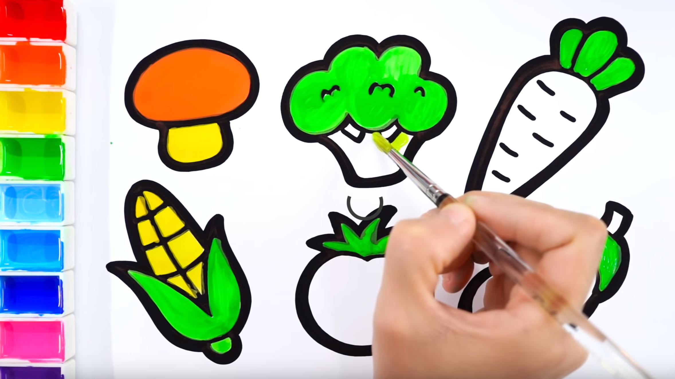 Drawing pages for kids with fruit and vegettable