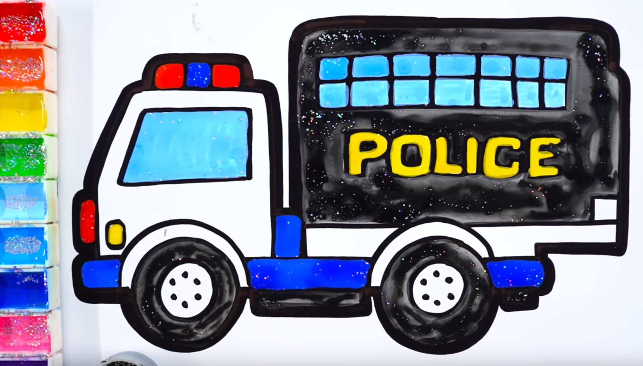 How to draw Police Truck